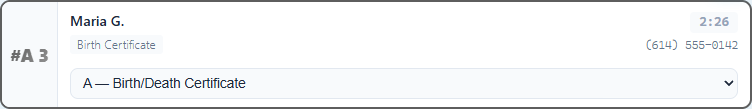 A Next Up card with the Move to line dropdown, used to transfer a waiting person to another service line.